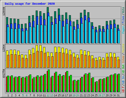 Daily usage for December 2020