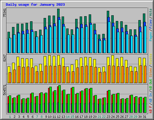 Daily usage for January 2023
