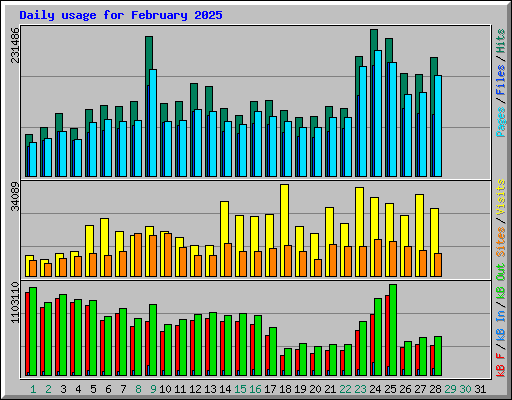 Daily usage for February 2025
