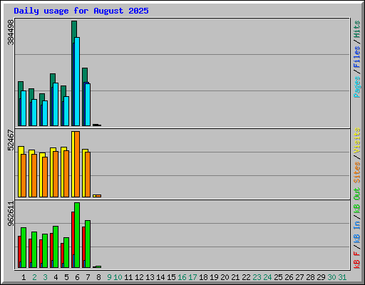 Daily usage for August 2025
